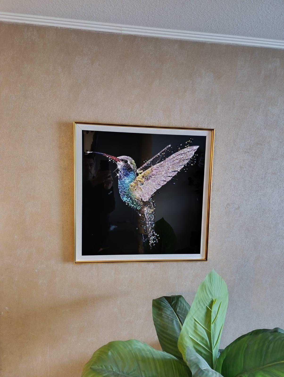 Cuadro Picaflor, Estilo Diseño Diamante, 61x61x3 Cm-4