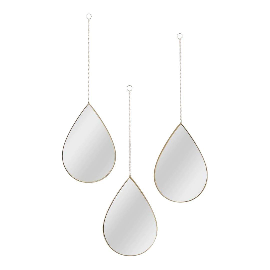 Set De 3 Espejos En Forma De Gotas Color Dorado-6
