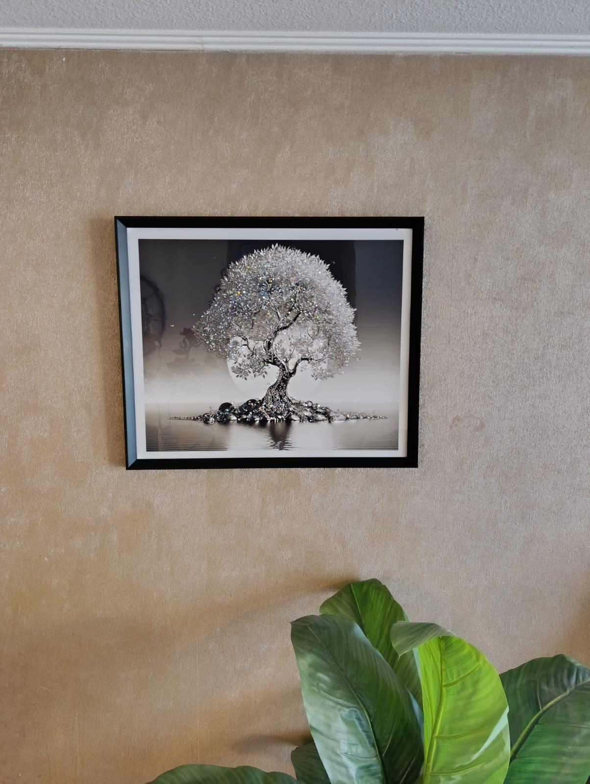 Cuadro Arbol Diamante, Pintura Diamante, Marco Negro 61x51cm-1