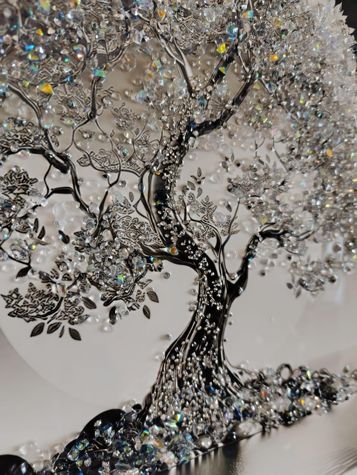 Cuadro Arbol Diamante, Pintura Diamante, Marco Negro 61x51cm-2