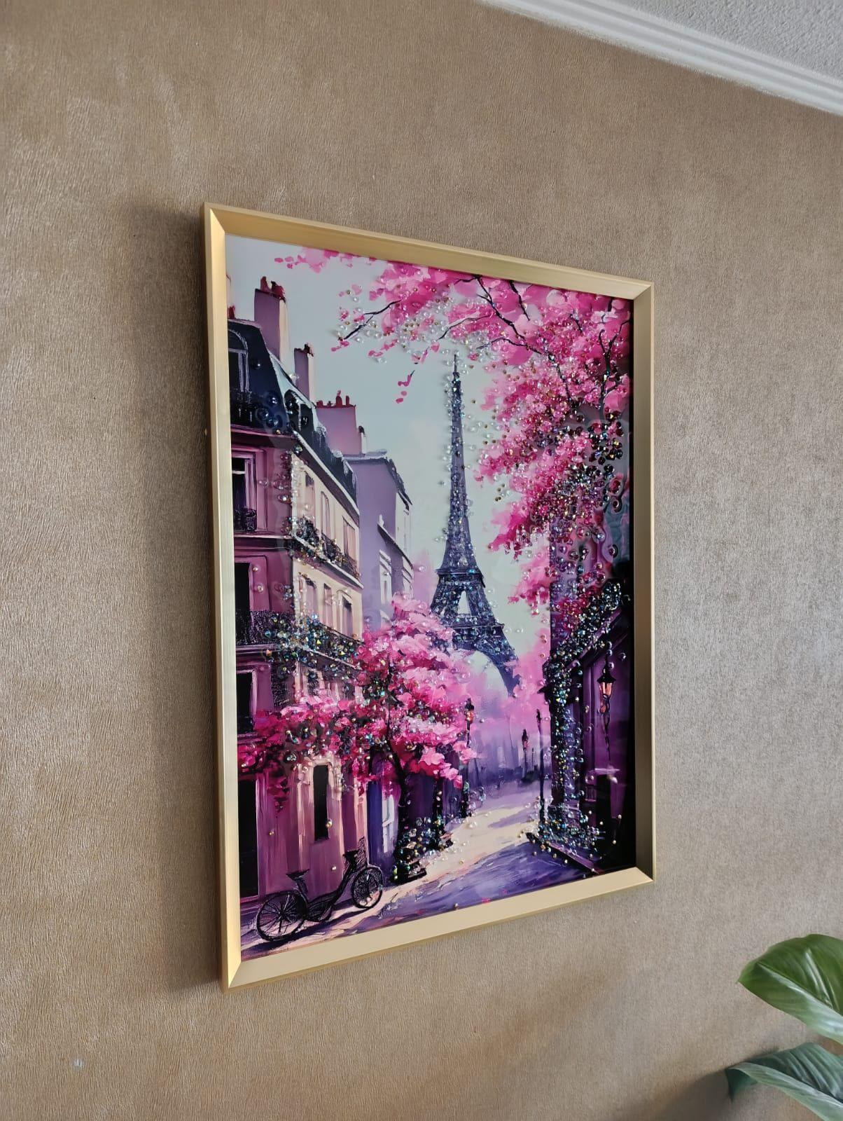 Cuadro Torre Eiffel Paris, Pintura Estilo Diamond, 71x51x3cm-3