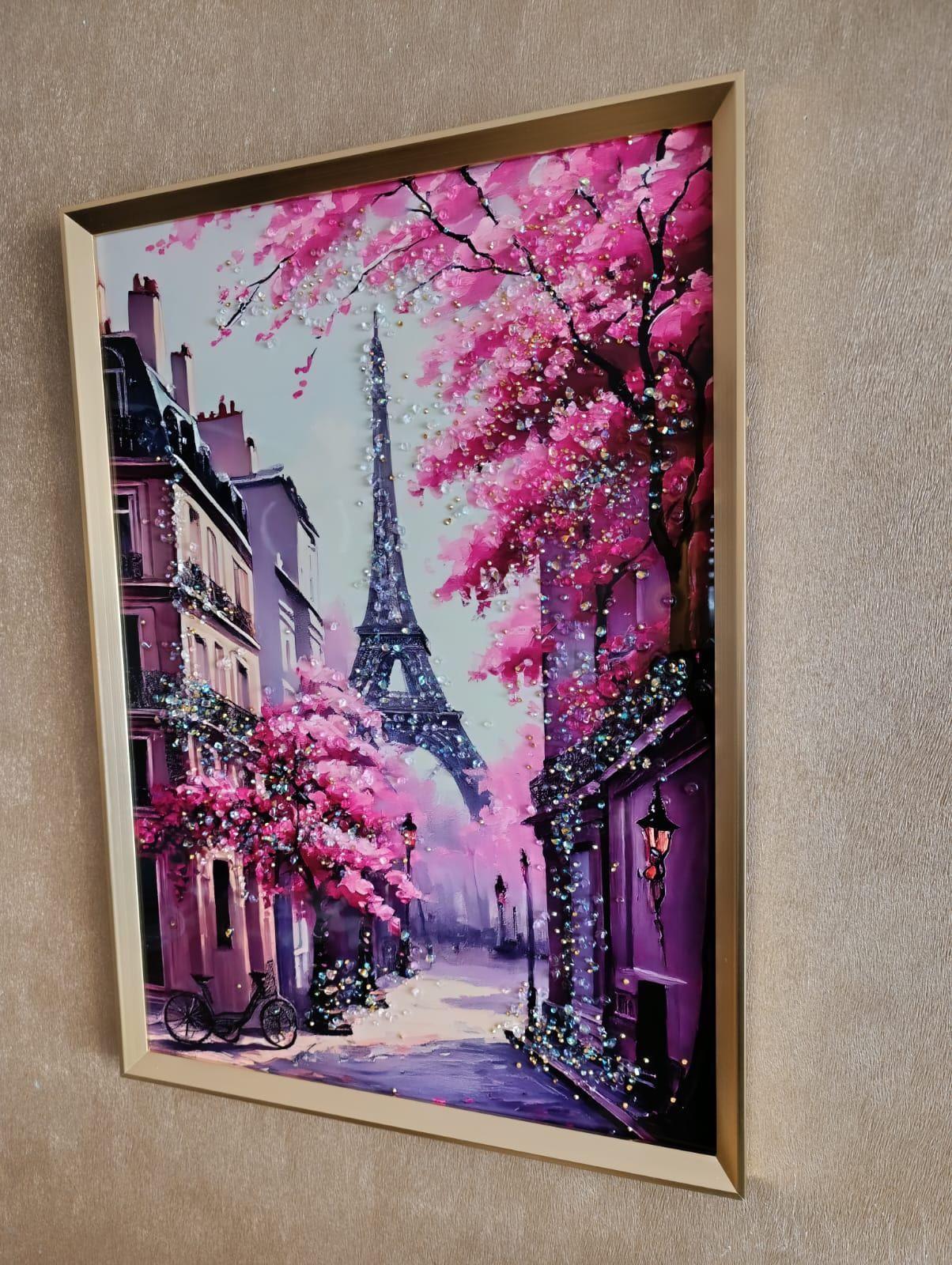 Cuadro Torre Eiffel Paris, Pintura Estilo Diamond, 71x51x3cm-4