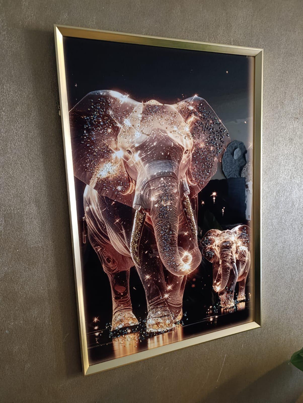 Cuadro Elefantes De Luz, Pintura Diamond, Marcodor 91x61x3cm-3