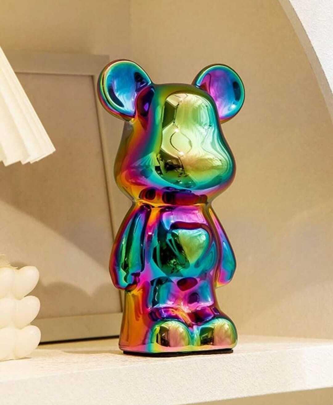Adorno De Oso Cerámica Color Tornasol, 18x10x8 Cm-3