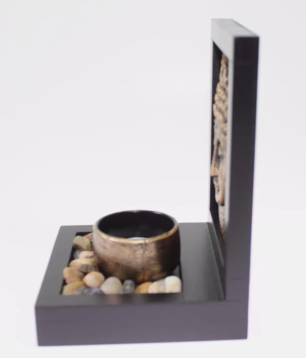 Porta Vela Jardin Zen Buda Bronce Rocas Y Vela-3