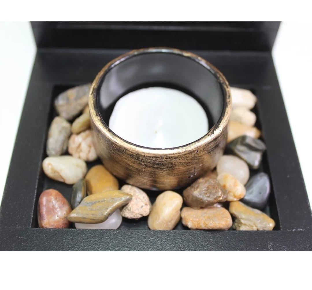 Porta Vela Jardin Zen Buda Bronce Rocas Y Vela-5