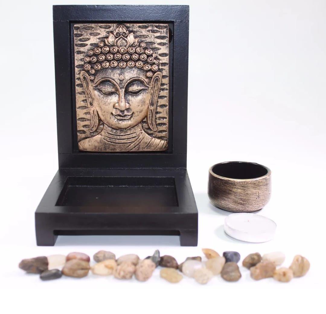 Porta Vela Jardin Zen Buda Bronce Rocas Y Vela-4