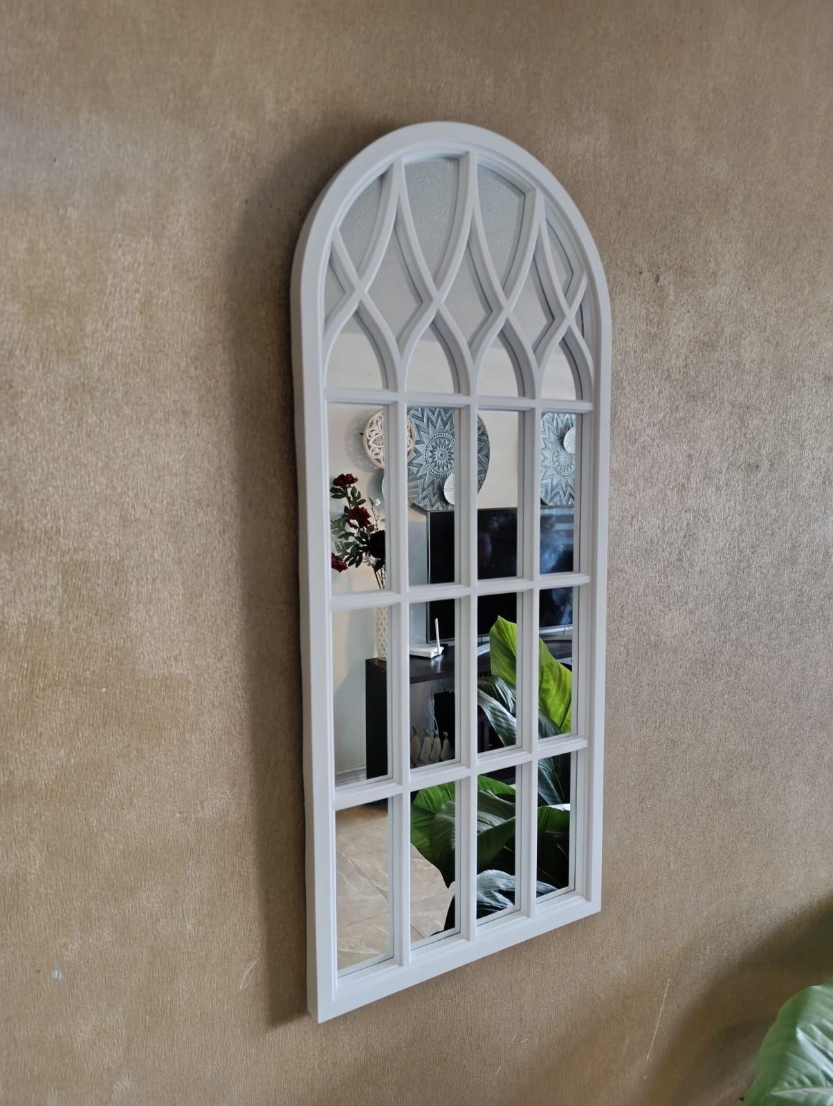 Espejo Forma Ventana Blanco 76x33x3 Cm Decorativo-2