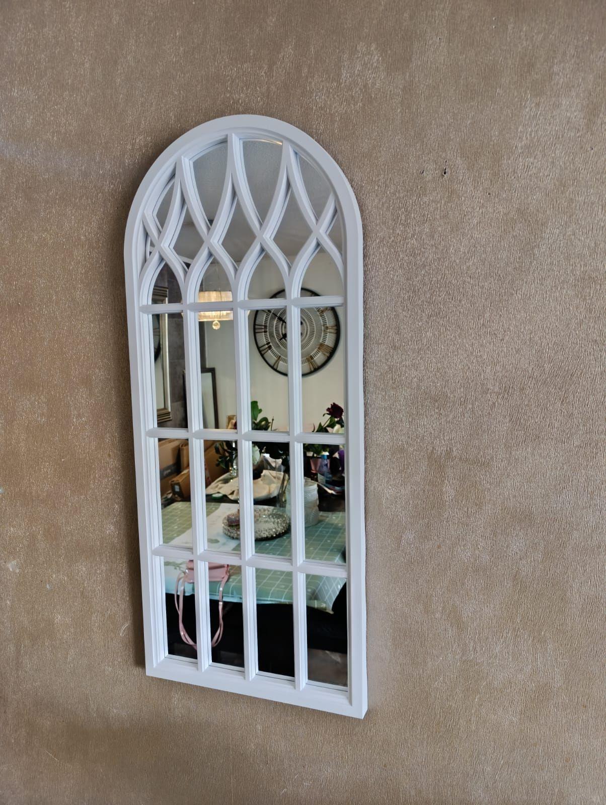 Espejo Forma Ventana Blanco 76x33x3 Cm Decorativo-3