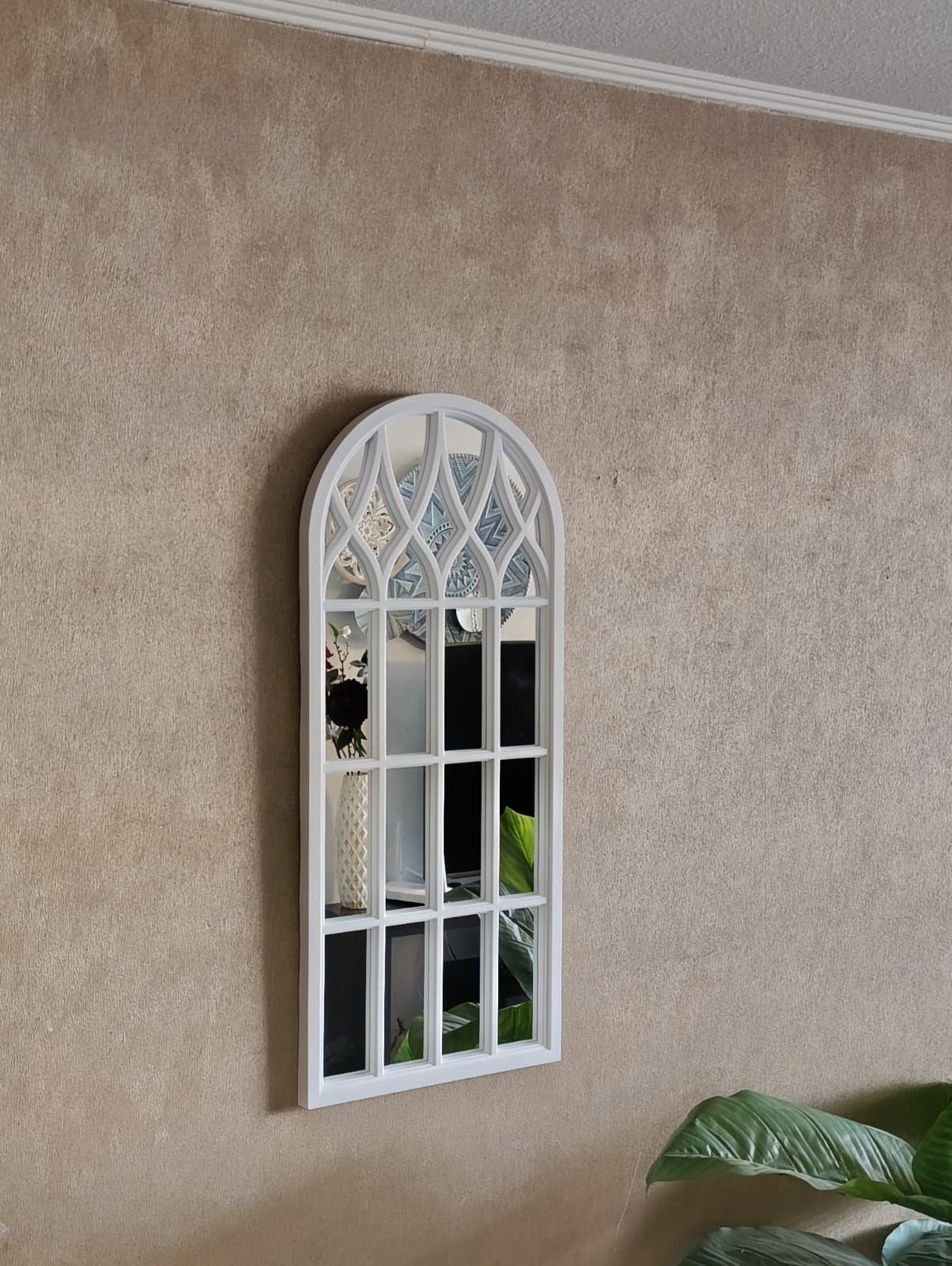 Espejo Forma Ventana Blanco 76x33x3 Cm Decorativo-5