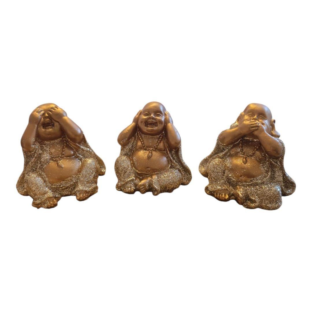 Set 3 Und Budas Dorados Brillantes, C/u Mide 10x9 Cm.-3