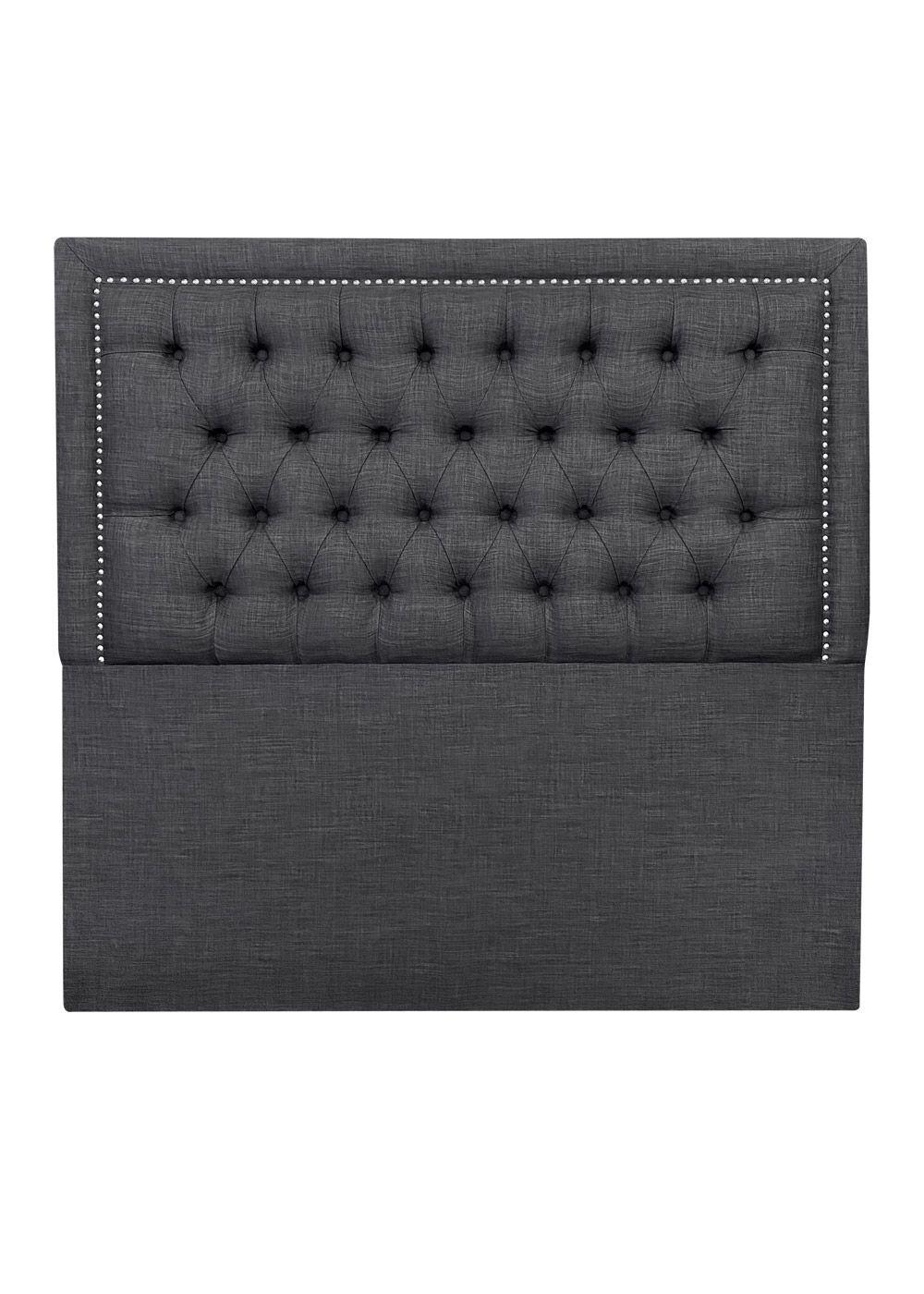 Respaldo de Cama Capitoné Frame Tachas Lino Grafito - 2 Plazas-2