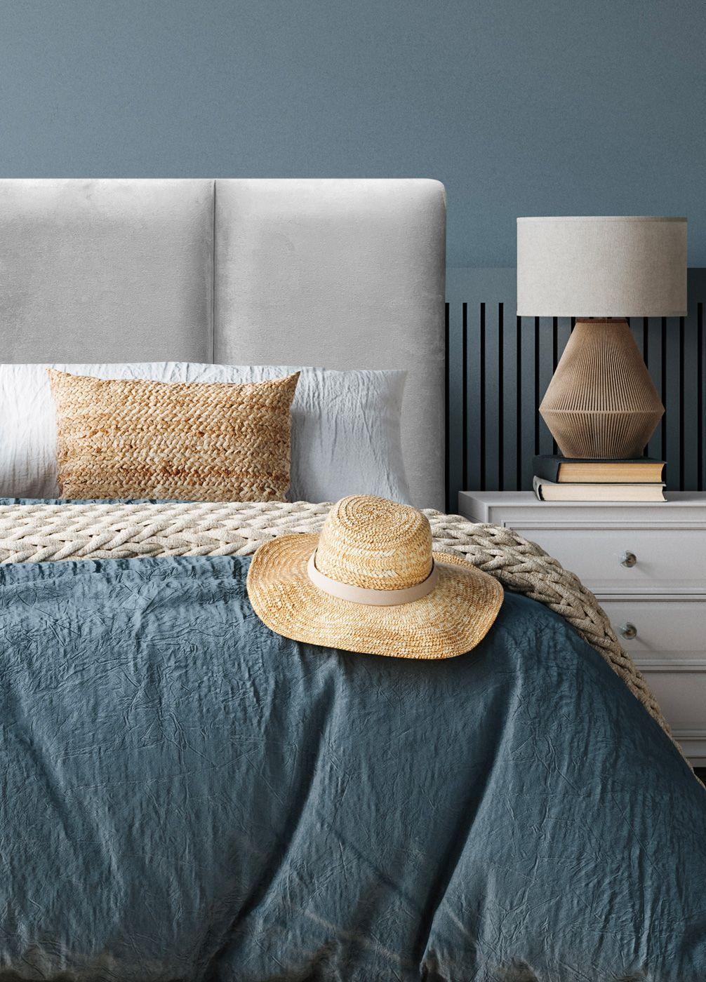 Respaldo de Cama Block Felpa Gris Plata - King-0