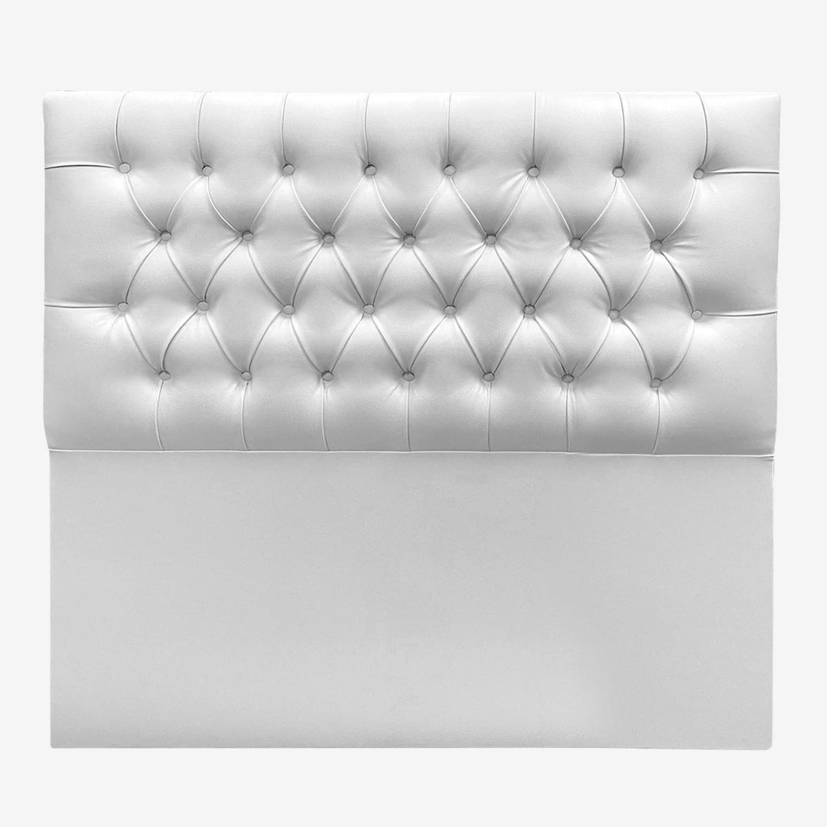 Respaldo de Cama Capitoné Premium Ecocuero Blanco 1 Plaza-2