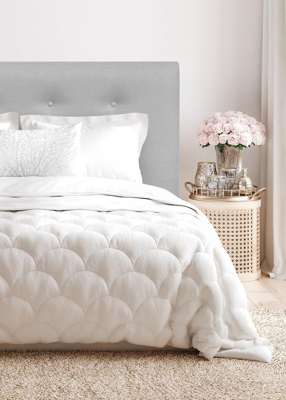 Respaldo de Cama Botoné Premium Lino Gris Plata - 2 Plazas-0