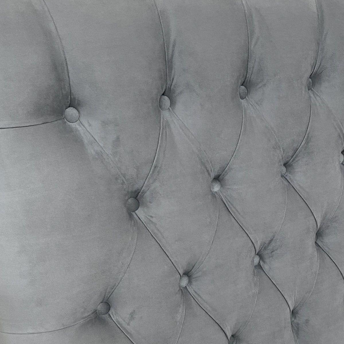 Respaldo de Cama Capitoné Premium Felpa Gris Plata Queen-2