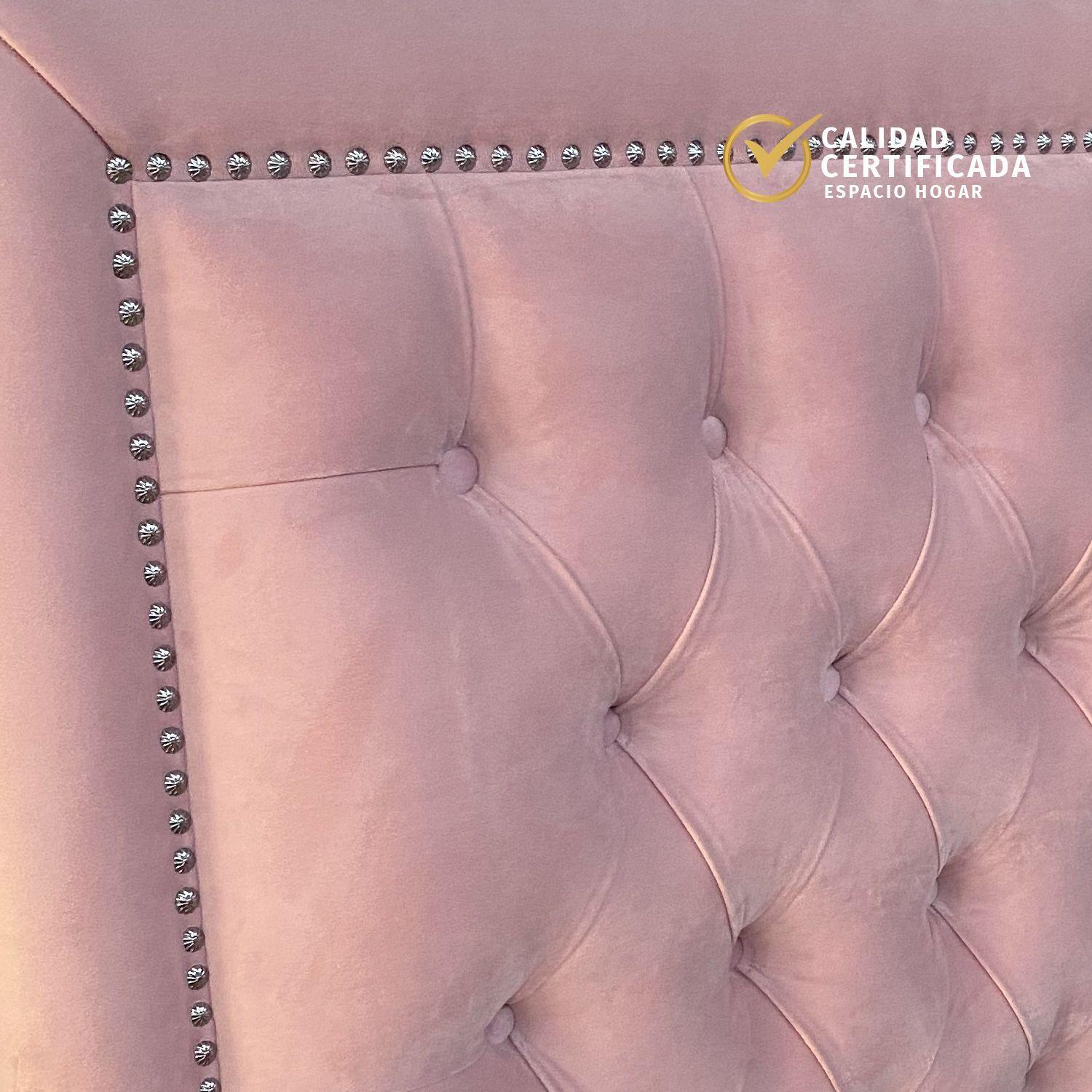 Respaldo Capitoné Frame Tachas Rosado Claro- Super King-2
