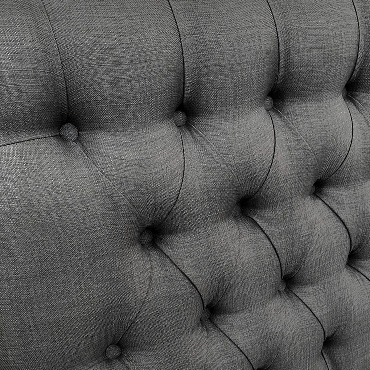Respaldo de Cama Capitoné Premium Lino Grafito King-2