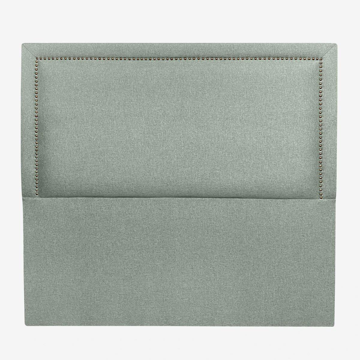 Respaldo de Cama Flat Frame Tachas Lino Verde Jeans - 2 Plazas-1