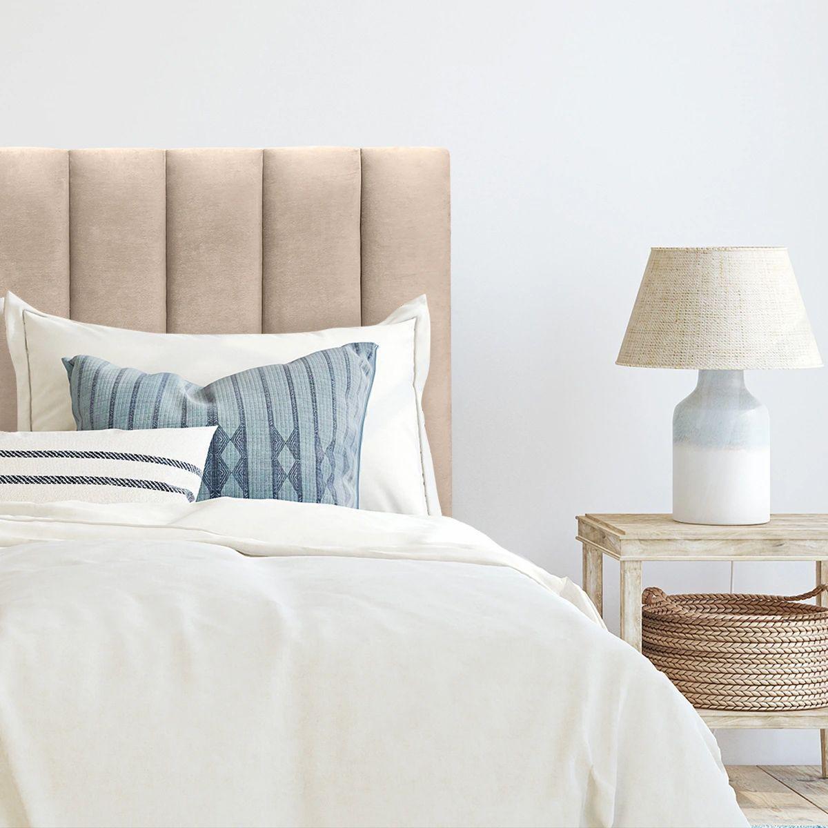 Respaldo de Cama Tubular Vertical Felpa Beige - Super King-0