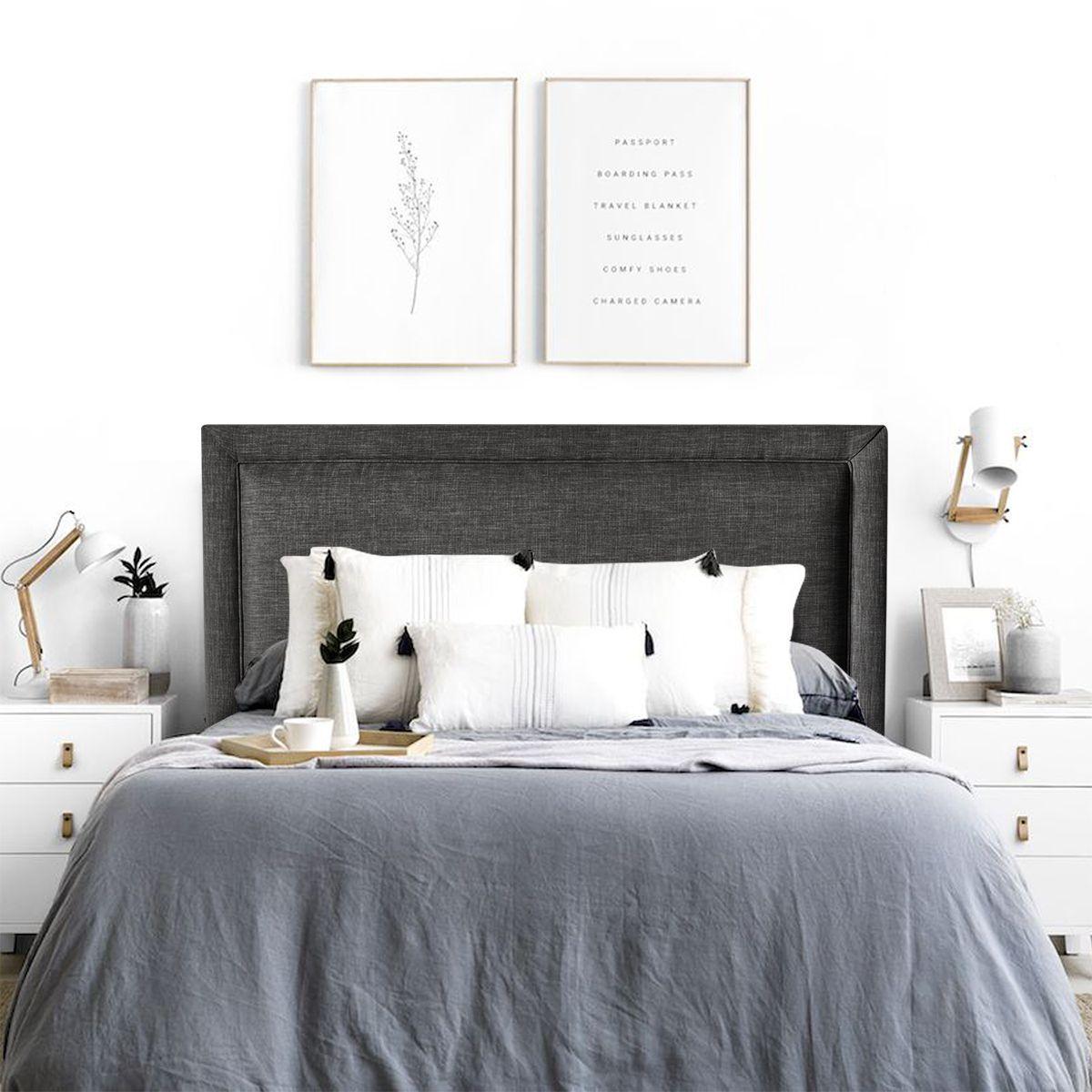 Respaldo Flat Frame Vivo Lino Grafito - Queen-2