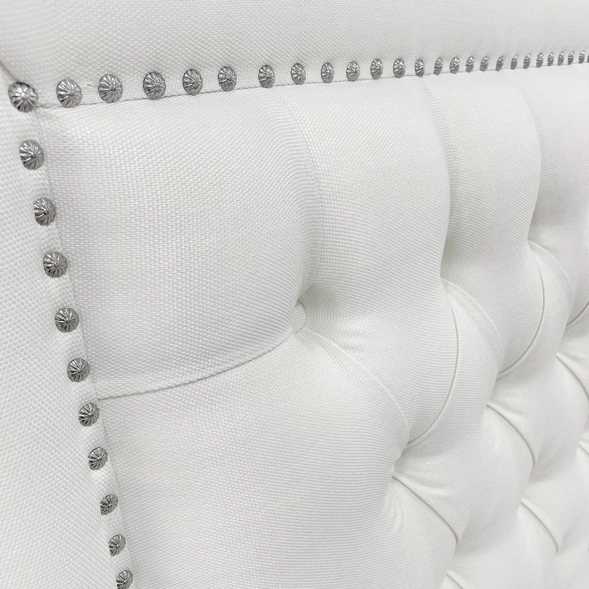 Respaldo de Cama Capitoné Frame Tachas Lino Crema 2 Plazas-2