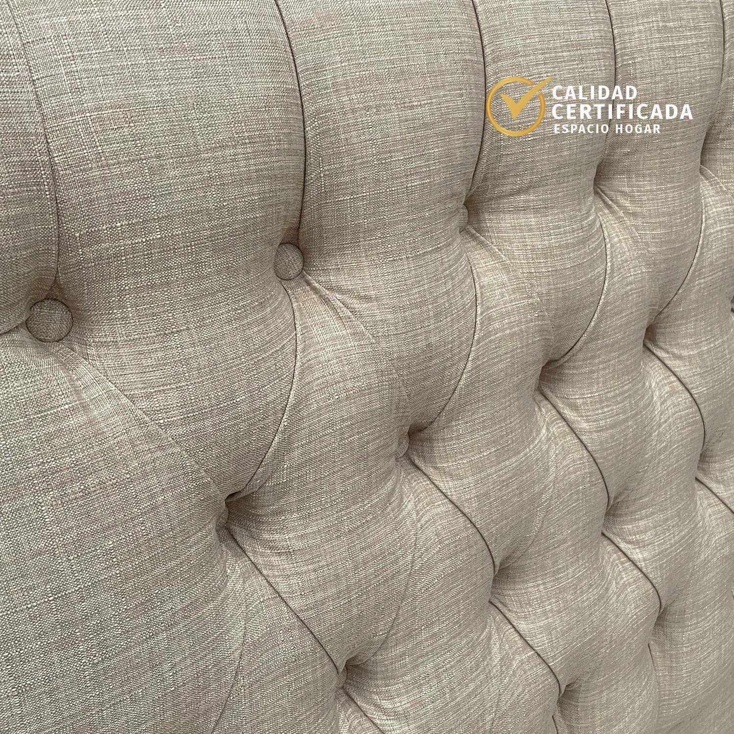 Respaldo Capitoné Premium Lino Beige - 1.5 Plazas-2