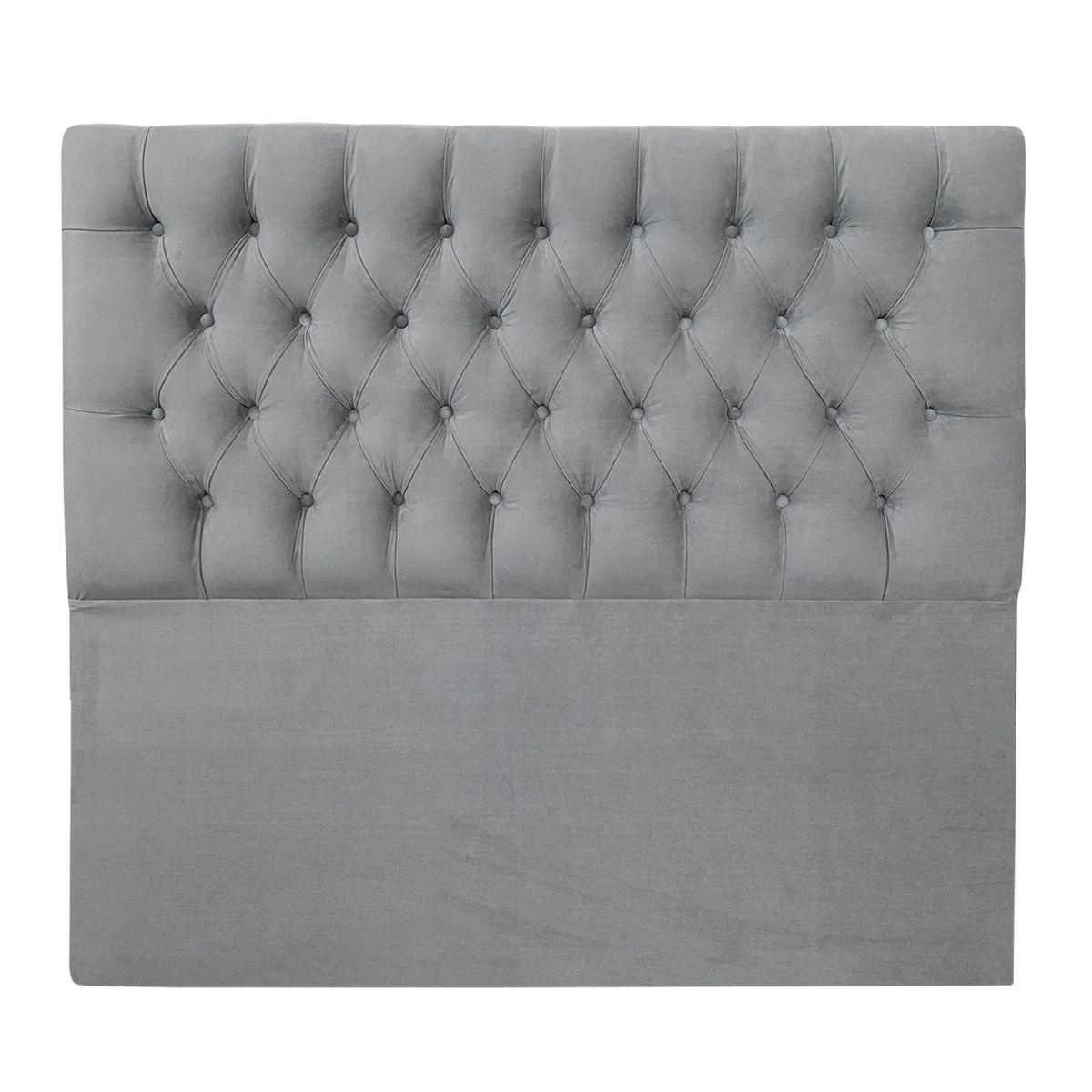 Respaldo de Cama Capitoné Premium Felpa Gris Plata - 1 Plaza-1
