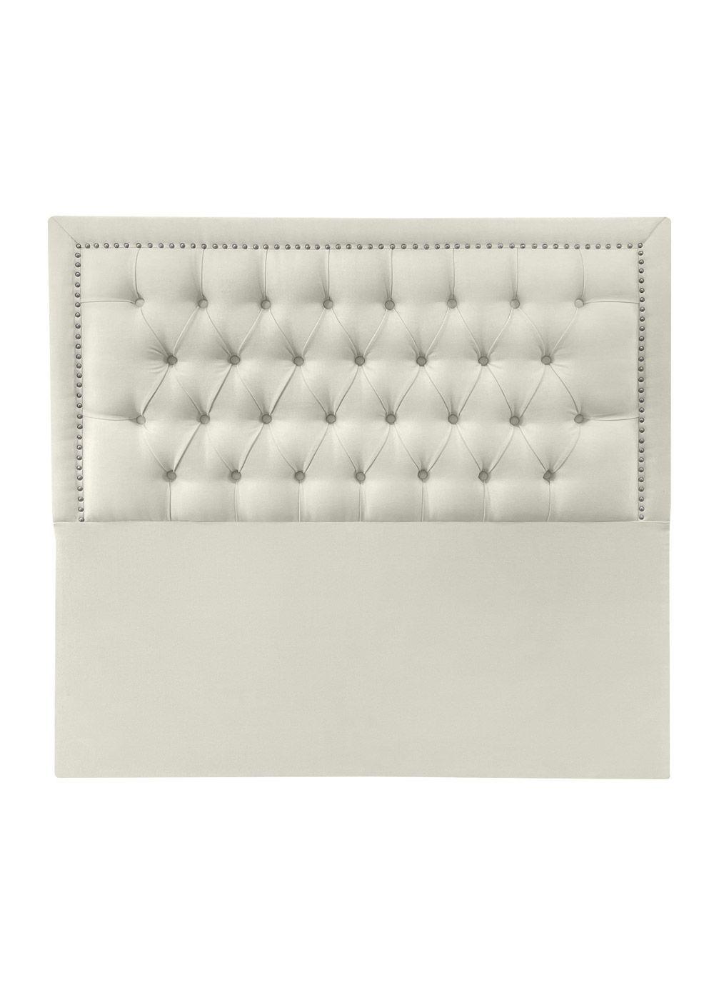 Respaldo de Cama Capitoné Frame Tachas Lino Crema - 1.5 Plaza-2