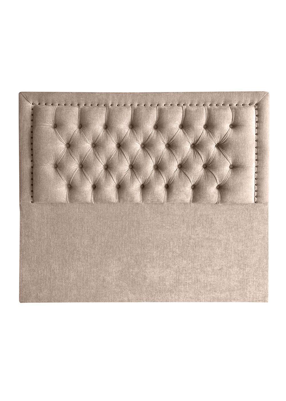 Respaldo de Cama Capitoné Frame Tachas Lino Beige - 1 Plaza-2