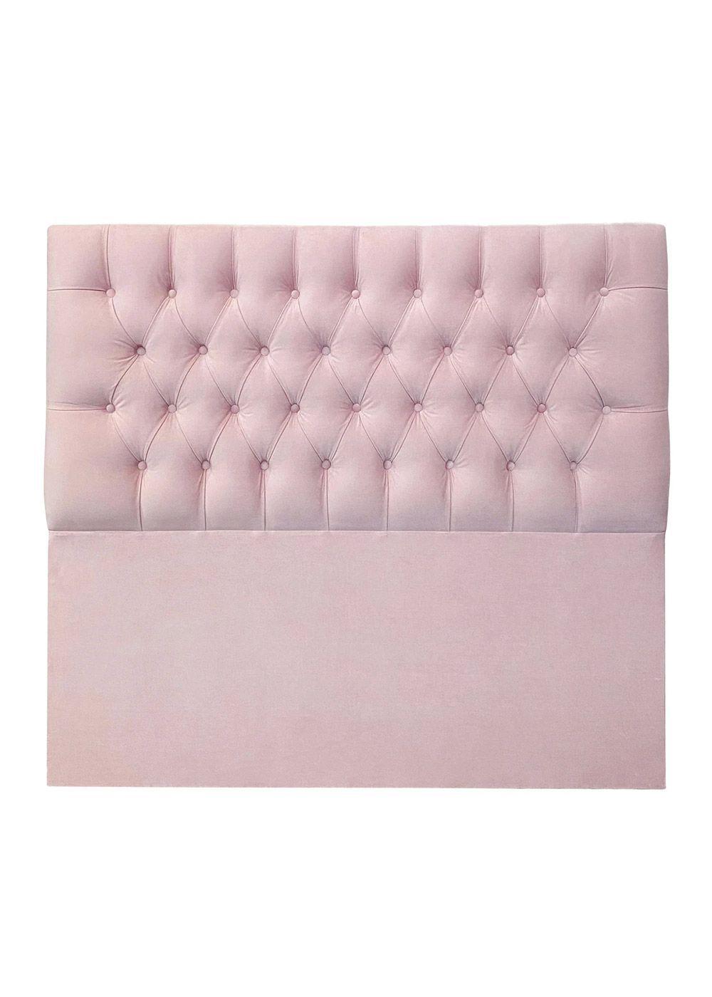 Respaldo de Cama Capitoné Premium Felpa Rosado Claro - 1 Plaza-2