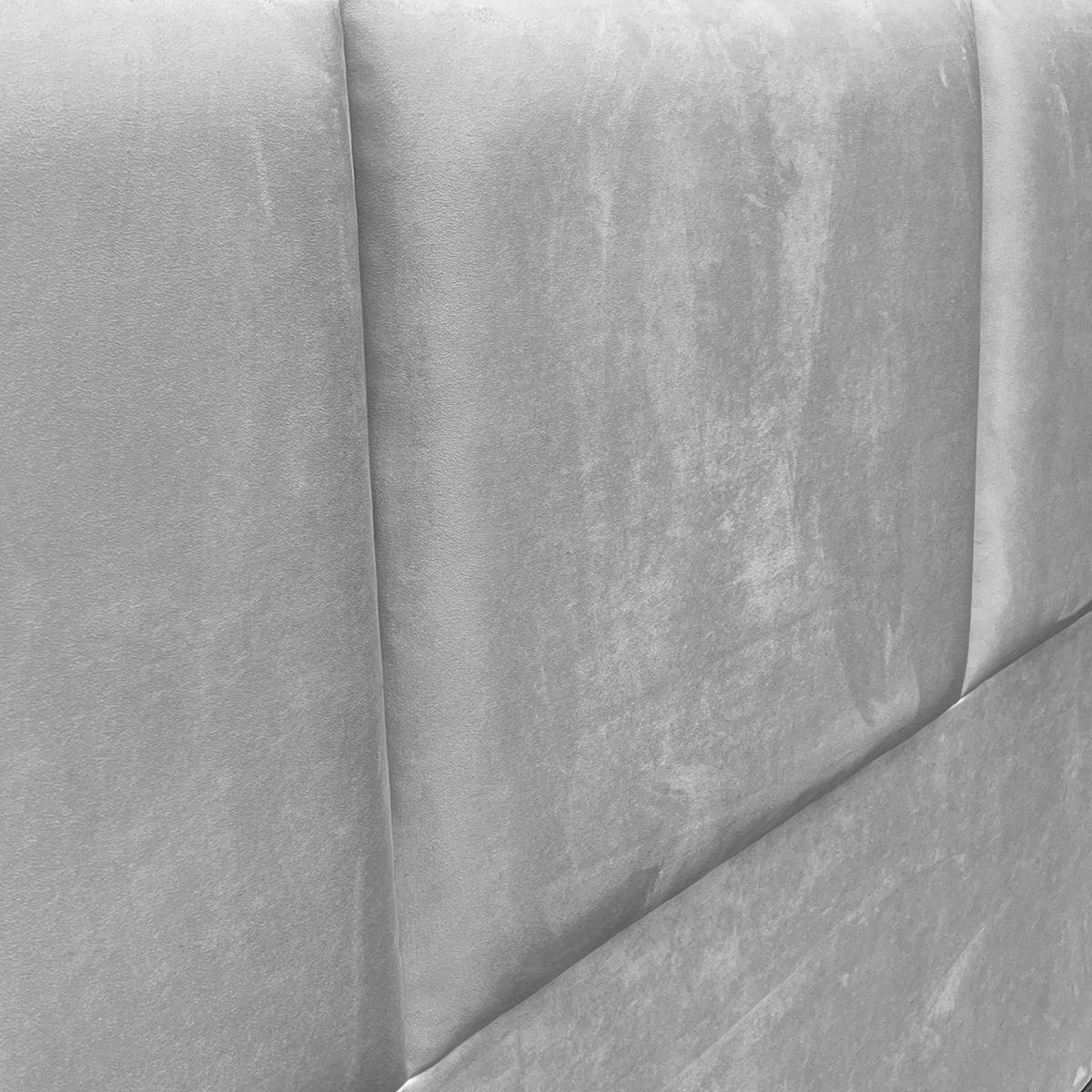 Respaldo de Cama Block Felpa Gris Plata - 2 Plazas-2