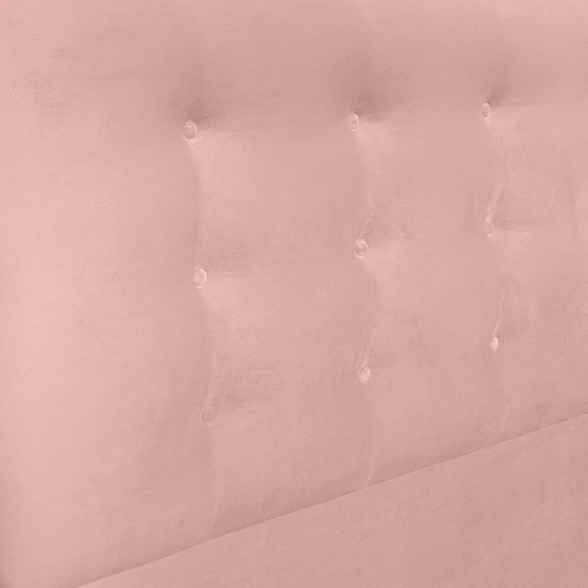 Respaldo de Cama Botoné Premium Felpa Rosado Claro Queen-2