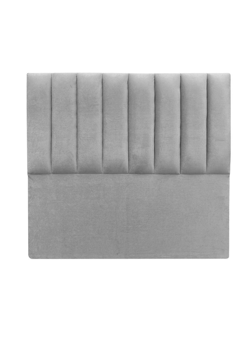 Respaldo de Cama Tubular Vertical Felpa Gris Plata - 2 Plazas-2