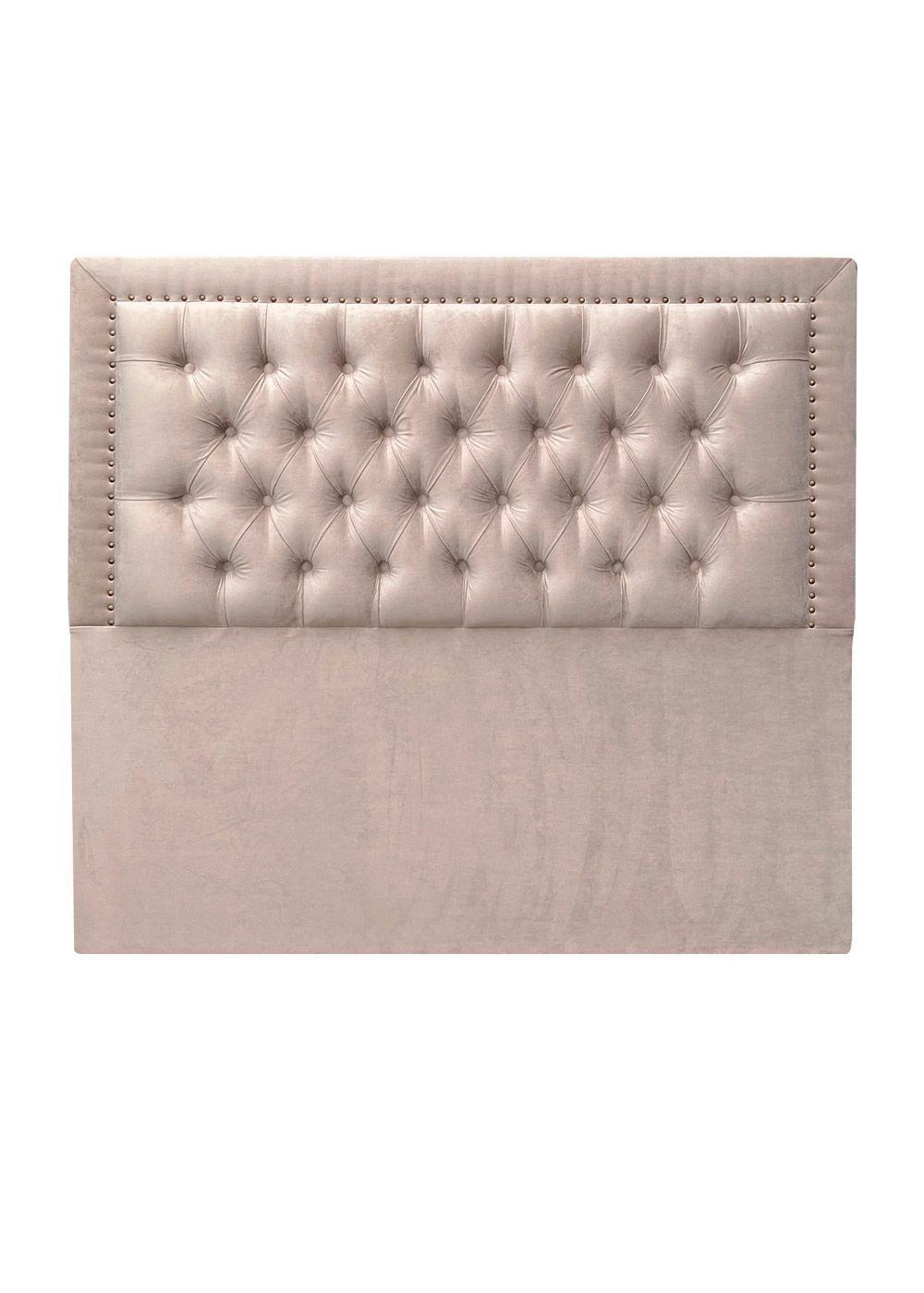 Respaldo de Cama Capitoné Frame Tachas Felpa Beige - 1 Plaza-2