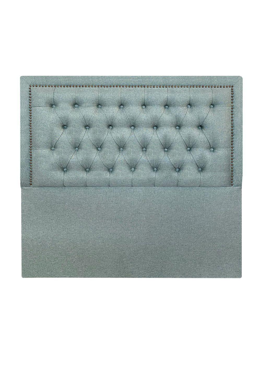 Respaldo de Cama Capitoné Frame Tachas Lino Verde Jeans - Queen-2