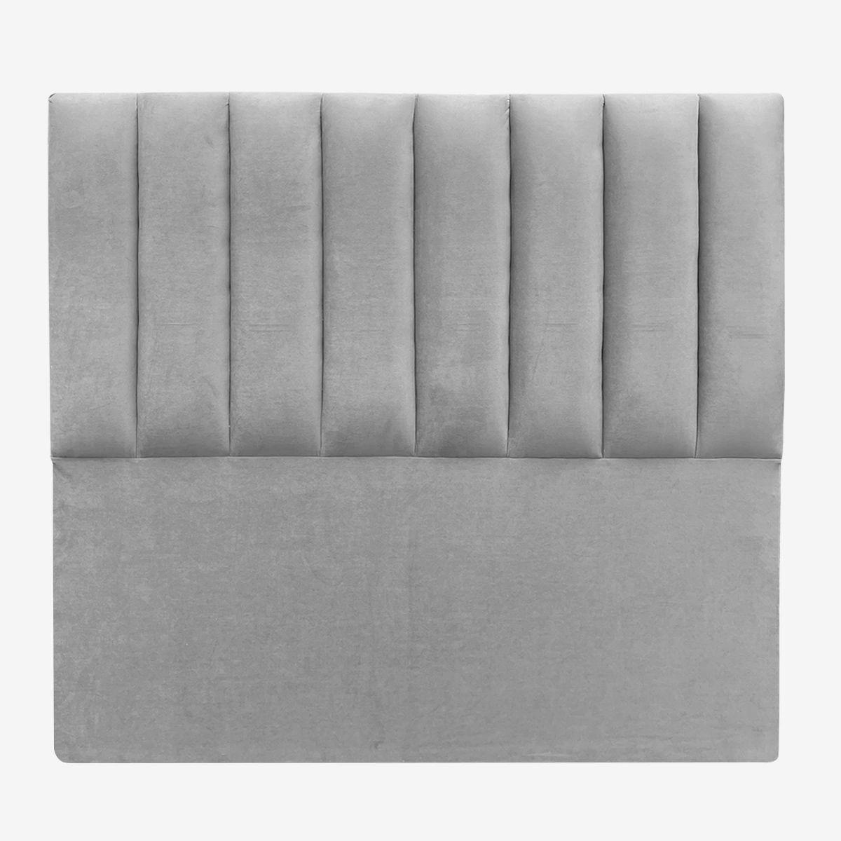 Respaldo de Cama Tubular Vertical Felpa Gris Plata - 1.5 Plaza-1