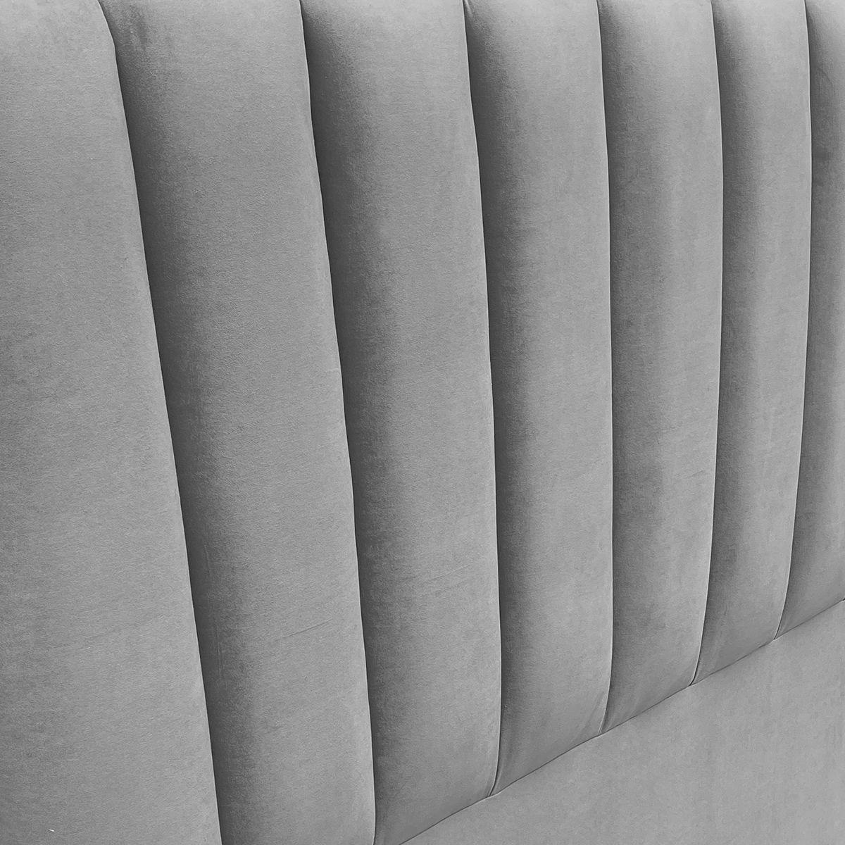Respaldo de Cama Tubular Vertical Felpa Gris Plata - 1.5 Plaza-2