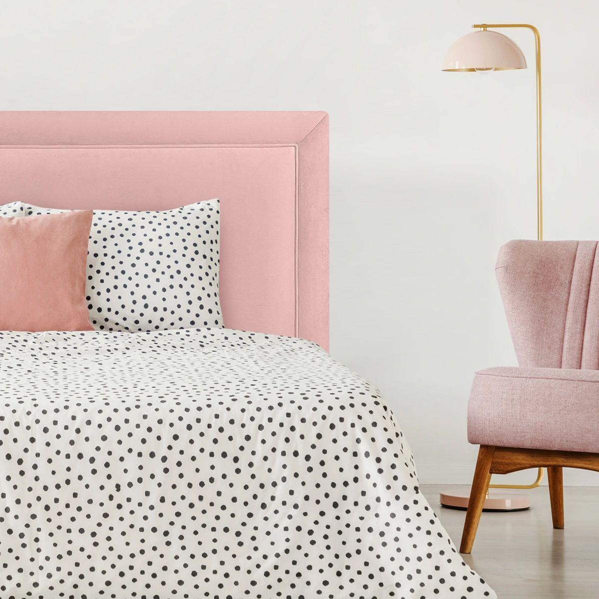 Respaldo de Cama Flat Frame Vivo Felpa Rosado Claro - 1.5 Plaza-0