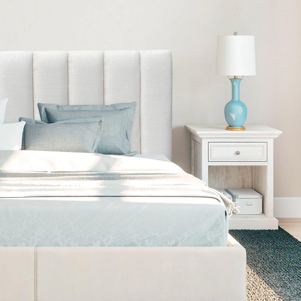 Respaldo de Cama Tubular Vertical Lino Crema - Super King-0