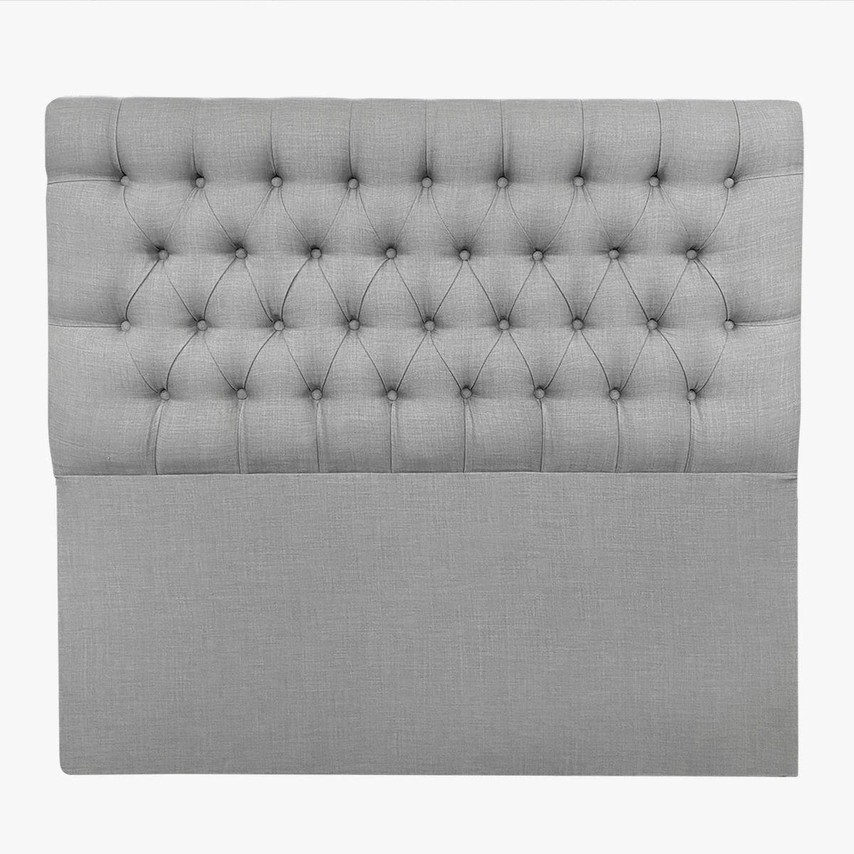 Respaldo de Cama Capitoné Premium Lino Gris Plata Super King-1