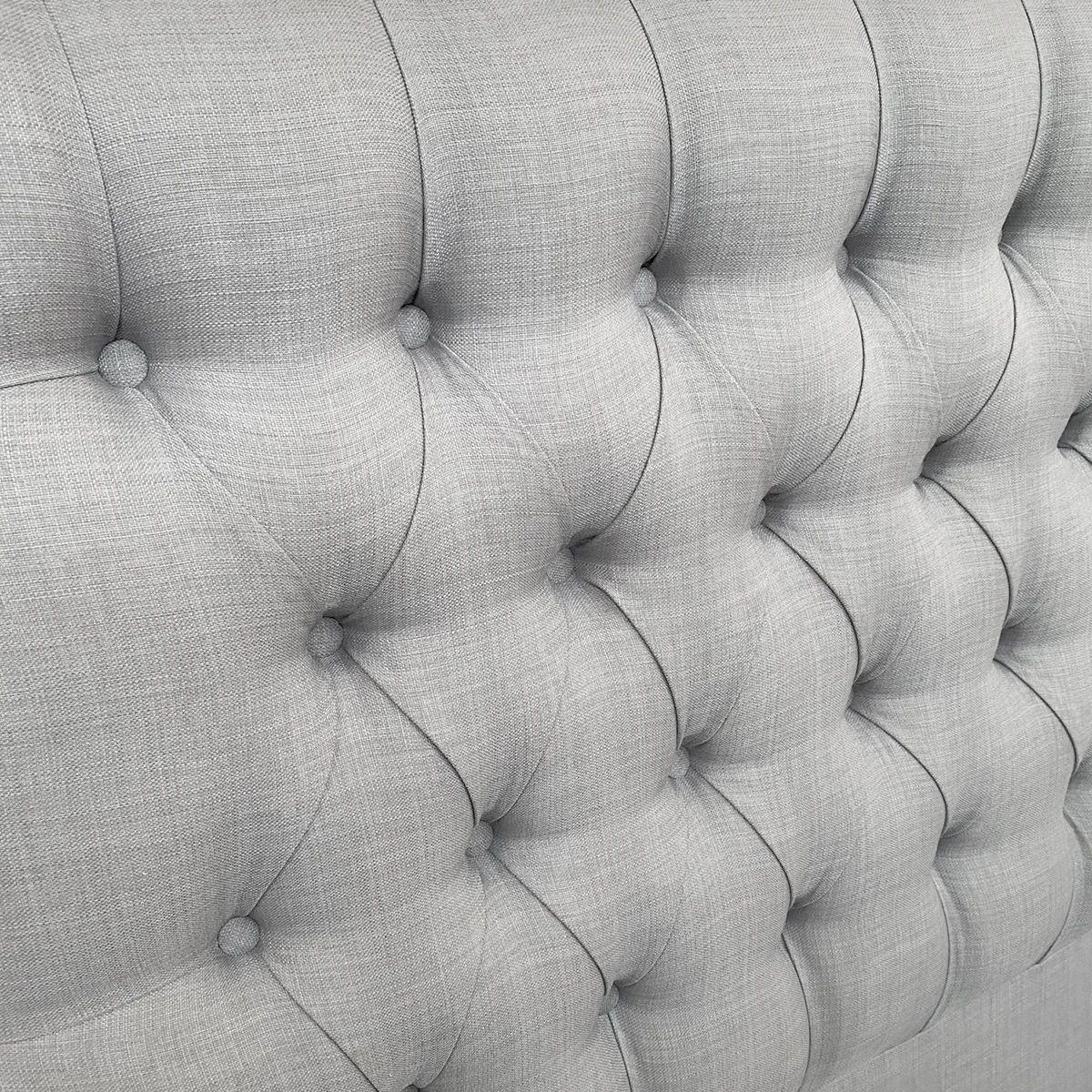 Respaldo de Cama Capitoné Premium Lino Gris Plata Super King-2