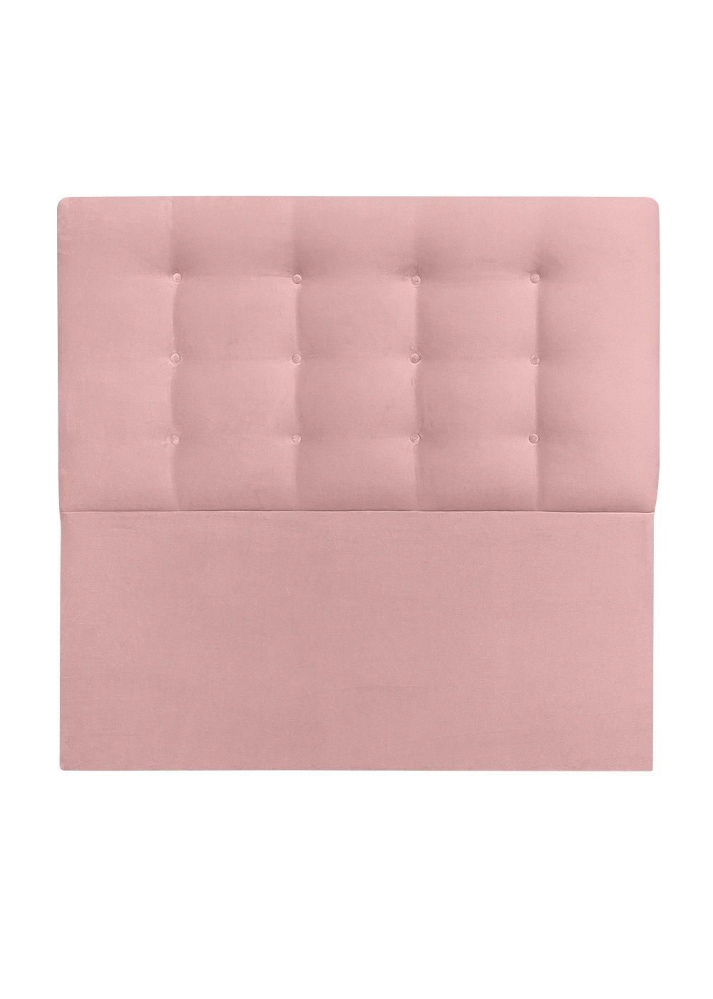 Respaldo de Cama Botoné Premium Felpa Rosado Claro - 1 Plaza-2