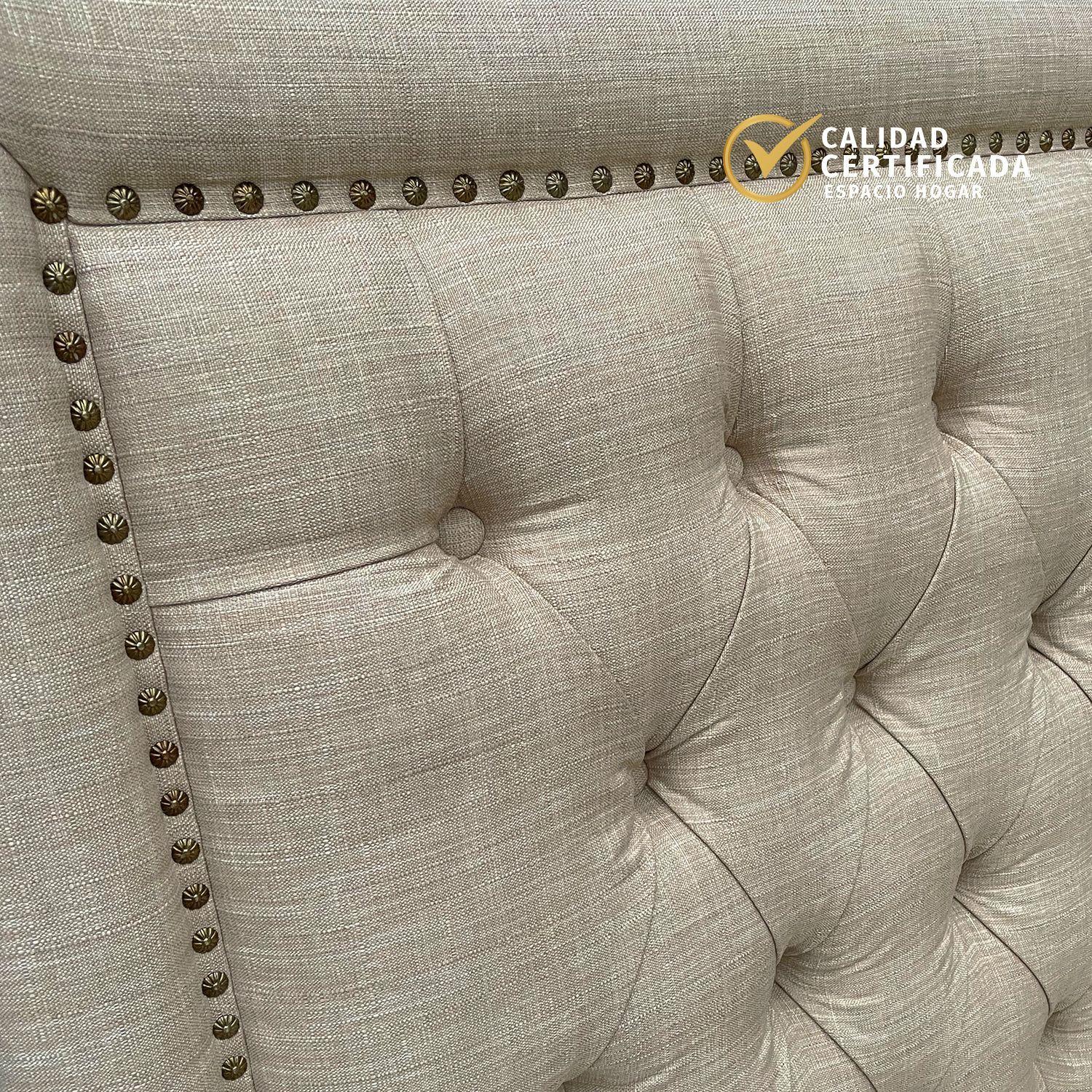 Respaldo Capitoné Frame Tachas Lino Beige - 2 Plazas-2