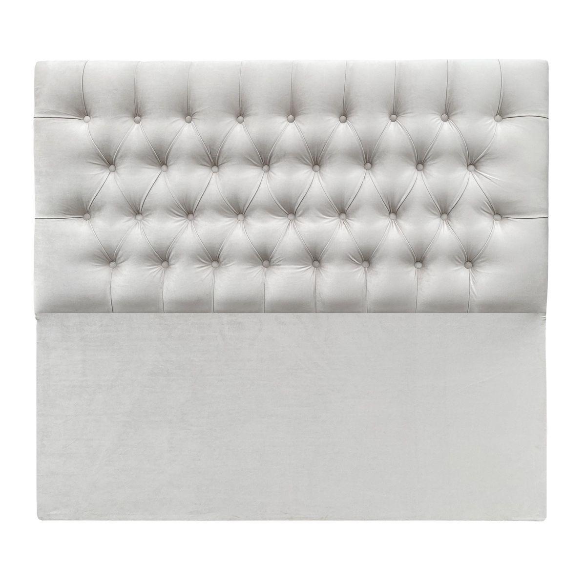 Respaldo de Cama Capitoné Premium Felpa Marfíl 2 Plazas-2