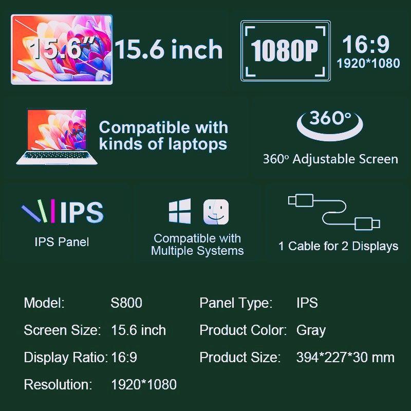 Extensor Montor Doble Pantalla 15.6 Pulgadas Compatible Mac Windows Android-7