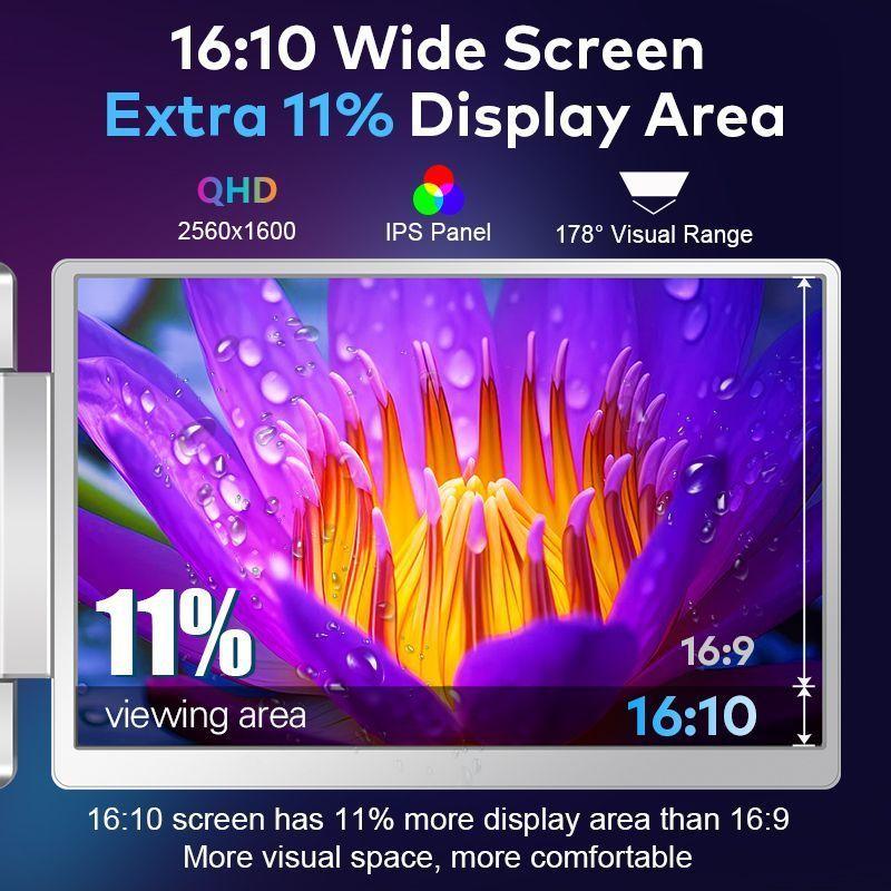 Extensor Monitor Doble Pantalla 16 Pulgadas Resolución QHD 2560x1600-5