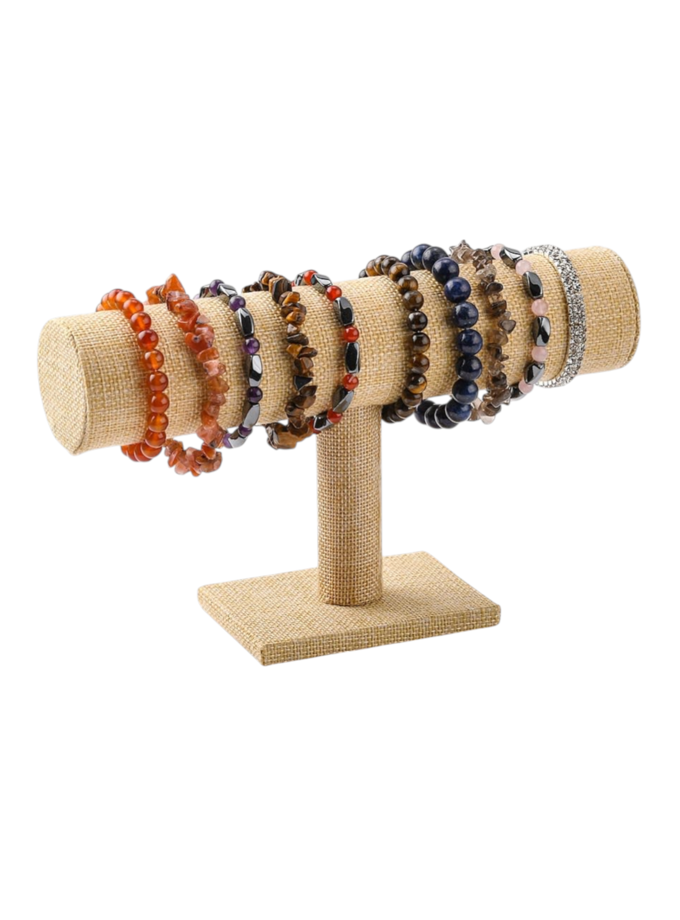 Exhibidor un nivel pulsera reloj bisutería arpillera yute-1