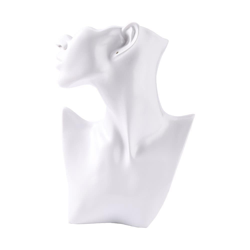 Exhibidor blanco forma busto mujer aros collar bisutería -2