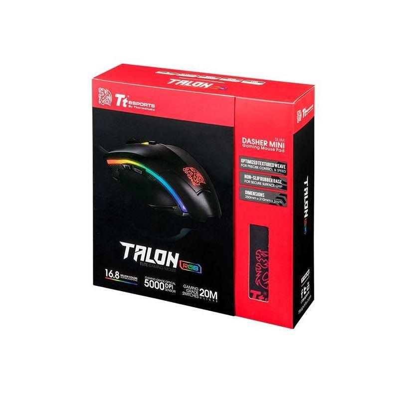 Kit Mouse + MousePad Thermaltake Talon Elite (Sensor PIXART, 400/5000dpi, RGB, Negro)-2